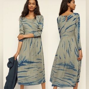 Anthropologie Blue and Gray Midi Dress